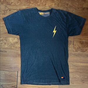 Used Aviator Nation Blue Tee with Yellow Lightning Bolt